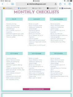 a printable checklist for the month of november, with blue and pink accents