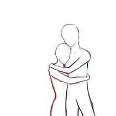 a drawing of two people hugging each other