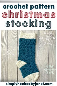 a crochet christmas stocking with text overlay that reads, crochet pattern christmas stockings