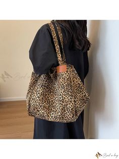 Bird in Bag - Stylish & Functional Leopard Print Shoulder Bag with Generous Capacity for Daily Commuting, Shopping, and School Leopard Print Bag, Handbags For School, Leopard Prints, Printed Canvas Tote Bag, Tote Pattern, Cath Kidston, Libya, Tote Bag Pattern, Vintage Canvas