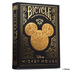 the mickey mouse playing cards are black and gold