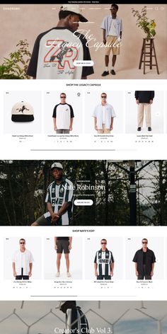 an image of a website page with men's clothing on the front and back