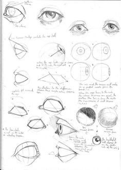 an image of various types of eyes and how to draw them with pencil on paper