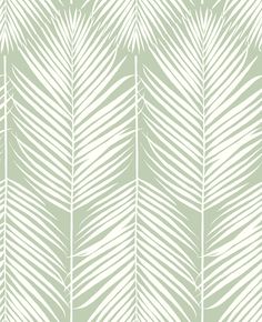 a green and white palm leaf wallpaper