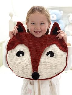 Foxy PJ Pillow Pj Pillow, Crocheted Pillow, Fox Pillow, Kids Crochet Pattern, Crocheted Fox Pattern, Crochet Pillow Pattern, Easy Crochet Patterns Free, Crochet Pillows, Haken Baby