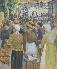 an image of a painting of people in the street