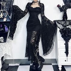 Please refer to our sizing chart for a guideline when choosing a size. 5 business days order processing time. 90% polyester 10% spandex Gothic Vampire Women, Dark Fits, Black Rave Outfits, Blouse Y2k, Vampire Gothic, Gothic Outfit, Rave Outfits Festivals, Goth Victorian, Lace Cape