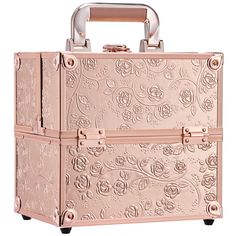 PRICES MAY VARY. Rose Gold Floral Makeup Case: This size of portable travel makeup case is 9.84 inch x 7 inch x 9.25 inch. It is suitable for makeup artists from beginners to professional. ABS aluminum and metal reinforced corners have good wear resistance and are lightweight and durable. Train Case has Large Capacity: The extendable cantilever 4-tiers tray structure and the top tray with removal dividers. According to the different sizes of gadgets, you can arrange space, not only neatly placed Toolbox Storage, Makeup Case Organization, Floral Makeup, Makeup Train Case, Jewelry Organizer Storage, Makeup Travel Case, Cosmetic Box, Travel Size Bottles, Train Case