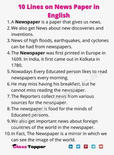 the top ten lines on news paper in english