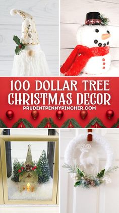 christmas decorations with text overlay that reads, 100 dollar tree christmas decor copy & url to see the ideas