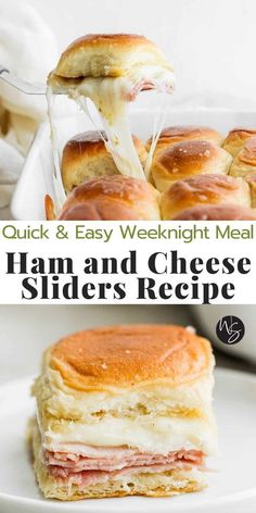 ham and cheese sliders with text overlay