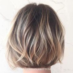 Blonde Balayage For Brown Bob Short Ombre Hair, Blond Balayage, Bronde Hair, Balayage Blonde, Short Brown Hair, Ombré Hair, Short Straight Hair, Hair Styles 2017, Short Hair Balayage