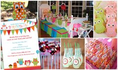 a collage of pictures showing different items for a baby's first birthday party