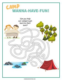 a maze game for kids to learn how to find the right way out of the tent