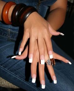 Long French Nails, White French Nails, Manicure Designs, French Manicure Designs, Classic French Manicure