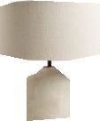 a table lamp with a white shade on it