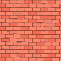 an orange brick wall that has been painted in shades of red and pink, as well as brown bricks