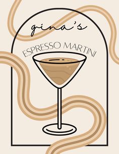 the logo for an espresso martini is shown in this graphic art style with swirls