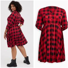 This Is Such A Comfortable Dress, The Fabric Is Lightweight So It Hangs Very Nicely, And Its Soft And Stretchy, More Reasons Its So Comfortable. Can Be Worn To The Office, Church, For Holiday Parties, Or Just Casual. Pair With A Cardigan And/Or Flats, Heels, Boots, Even Black Ugg Boots Look Cute With This Dress! Torrid Size 00=M/L= Size 10 Maroon And Gold Dress, Challis Dress, Casual Button-up Plaid Dress, Plaid Cotton Knee-length Mini Dress, Casual Plaid Cotton V-neck Dress, Boots Look, Short Shift Dress, Blue Knit Dress, Plaid Cotton V-neck Dress