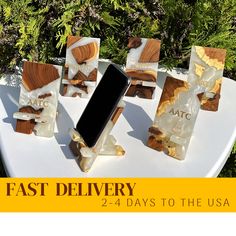 four pieces of wood with the text fast delivery 2 - 4 days to the usa