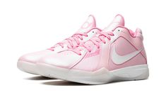 The Nike KD 3 "Aunt Pearl" is a special colorway of Kevin Durant’s third signature shoe that honors his late aunt who passed away from cancer in 2000.  The “Aunt Pearl” colorway theme debuted on the Nike KD 4 back in 2012 before becoming an integral part of Durant’s signature sneaker line in the years thereafter.  Here, the “Aunt Pearl” theme appears on the Nike KD 3 for the first time on this November 2023 release.  The shoe has a predominately pink-based appearance, with hues of Medium Soft Pi Pink Basketball Shoes Aesthetic, Pink Kyrie Shoes, Cute Nike Volleyball Shoes, Aesthetic Basketball Shoes, Pink Volleyball Shoes, Cute Basketball Shoes, Basketball Shoes Women's, Vb Shoes, Pearl Theme