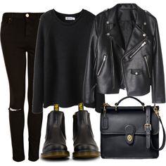 Untitled #161 by wish-you-were-here on Polyvore featuring polyvore, fashion, style, Steven Alan, Topshop, Dr. Martens, Coach and clothing Black Grunge Aesthetic Outfit, Look Boho Chic, Steven Alan, Paris Mode, Black Outfits, Looks Chic, Edgy Outfits, Winter Fashion Outfits