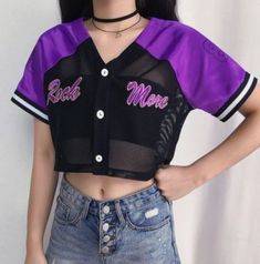 Purple Clothes, Korean Clothes, Fe Clothing, Transparent Dress, Hipster Grunge, 2020 Design, Teenage Fashion Outfits, Edgy Outfits, Baseball Jersey