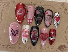 Punk Nails, Gel Nails Diy, Soft Nails, Kawaii Nails, Manicure Y Pedicure