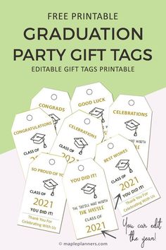 graduation party gift tags with the text free printable graduation party gifts for kids and adults