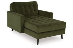 an olive green chair and ottoman on a white background with clippings to the right