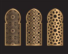 an arabic window and door in the shape of a flower ornament, set of three