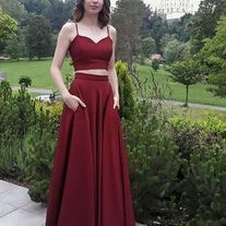 Wonder Girl on Storenvy Prom Dresses With Pockets, Spaghetti Strap Prom Dress, Evening Dress Floor Length, Burgundy Prom Dress, Prom Dresses Sleeveless, Formal Dresses Gowns, Long Prom Dresses, Piece Prom Dress, Prom Dresses Online