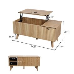 the sideboard is shown with measurements for it and has two drawers on each side