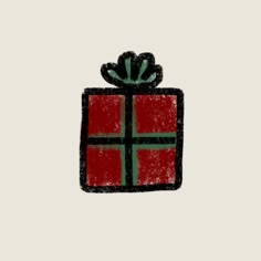 a drawing of a gift box with a bow on it's top and the words happy holidays written below