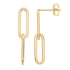 Look your best when you wear these simple, yet stylish paper clip link earrings. Look your best when you wear these simple, yet stylish paper clip link earrings. Length: 36 mm Metal: 14k gold Backings: post Finish: polished Packaging: boxed Please note, due to the high value of this item, a signature may be required upon delivery. Size: One Size. Color: Yellow. Gender: female. Age Group: adult. Modern Yellow Gold Earrings For Workwear, Elegant Paperclip Earrings With Ear Wire, Yellow Gold Paperclip Earrings For Everyday, Everyday Yellow Gold Paperclip Earrings, Gold Paperclip Chain Earrings For Formal Occasions, Elegant Paperclip Shape Earrings With Ear Wire, Modern Paperclip Chain Earrings, Classic Gold Earrings With Paperclip Chain, Gold Classic Earrings With Paperclip Chain