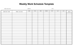 a printable work schedule is shown in the form of a blank sheet for employees