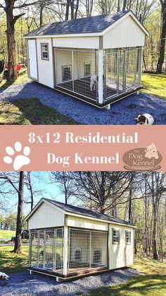 a dog kennel with the words 8x2 residential dog kennel