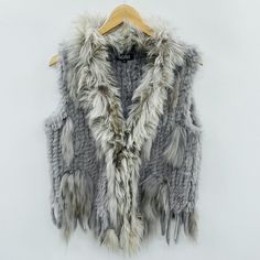 Norr Boutique Women's Rabbit & Racoon Fur Fashion Vest In Gray Dry Clean Front Hook Closure Size 40/Large Pit To Pit: 18" Wide Length: 20" Long Condition Is New Without Tags, See Photos. Check Out The Other Items Listed In Our Store! Rabbit Fur Vest, Large Rabbits, Fashion Vest, Gray Fashion, Wool Winter Coat, Vest Coat, Racoon, Vest Fashion, Fur Fashion