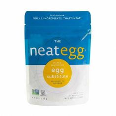 the neategg bag is filled with eggs and sits on top of a white surface