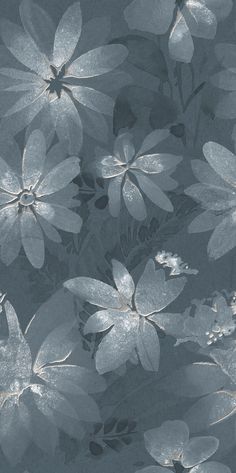 an image of flowers that are in the dark blue color scheme with black and white background