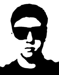 a black and white silhouette of a man wearing sunglasses with the word person written on it