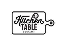 the logo for kitchen table dogpatch, which is designed in black and white