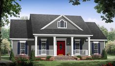 this is an artist's rendering of the country house plans for small homes that include porches and covered front porches