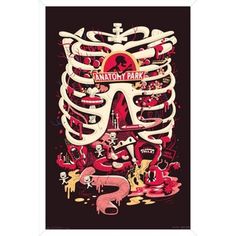 an image of a skeleton with various things on it's chest and the words anatomy park above it