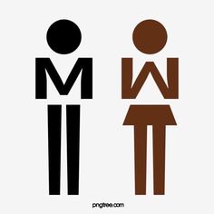 two people standing next to each other with the words man and woman on them in different colors