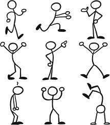 cartoon stick figures with different poses