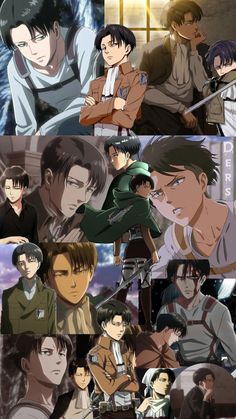 some anime characters with different expressions on their faces and in the background, there is an image