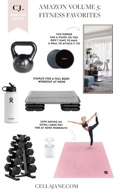 a woman is doing yoga with her personal items