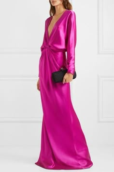 Solid Maxi Dress, Satin Gown, Monique Lhuillier, Moda Vintage, Silk Satin, Silk Dress, Pink Dress, Evening Gowns