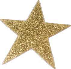 a gold glittered star ornament on a white background